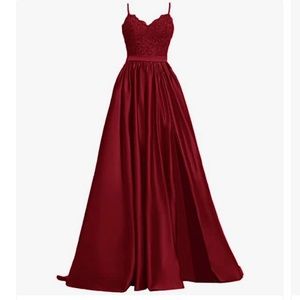 Red Gown With Slit to Mid Thigh